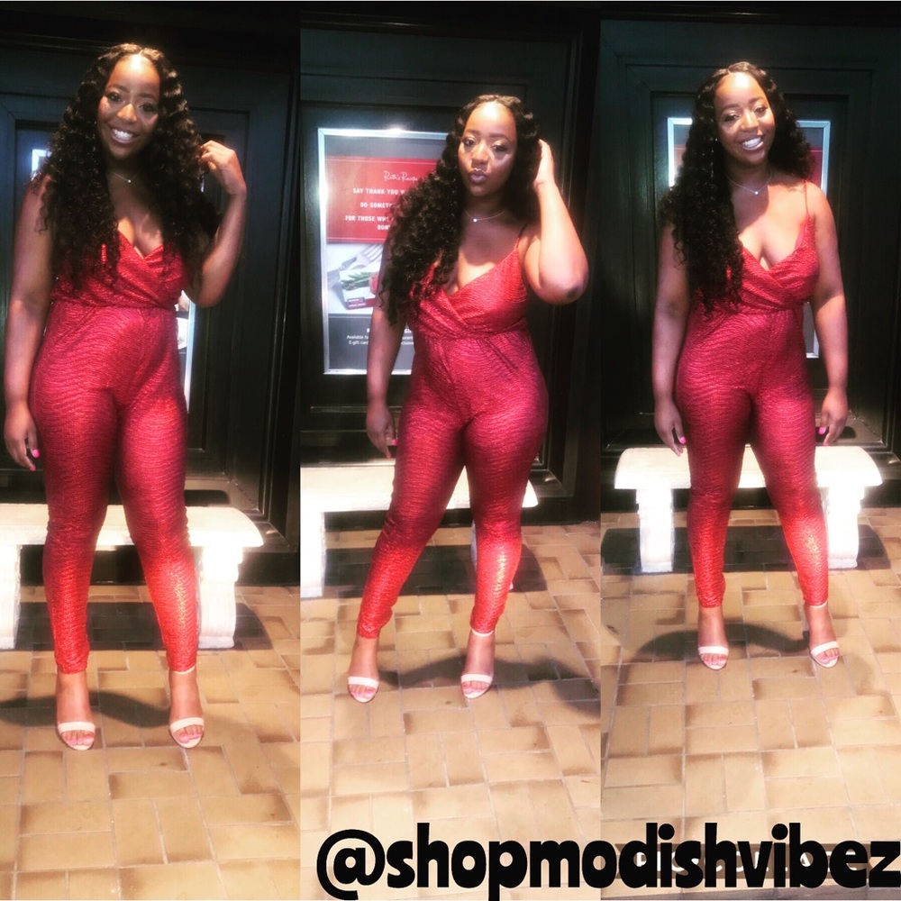 Sexy red jumpsuit (comes in silver as well)